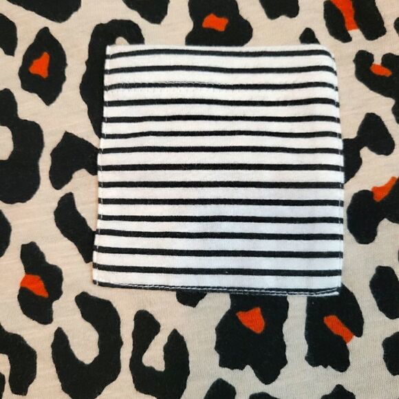 EC LOFT OUTLET LEOPARD PRINT BOATNECK SHIRT WITH STRIPED POCKET SZ.L - Picture 3 of 5